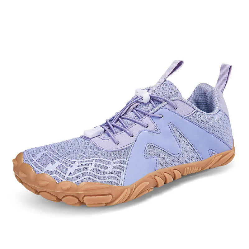 Couple sports climbing shoes in A83 colours with Flyknit lining and rubber soles
