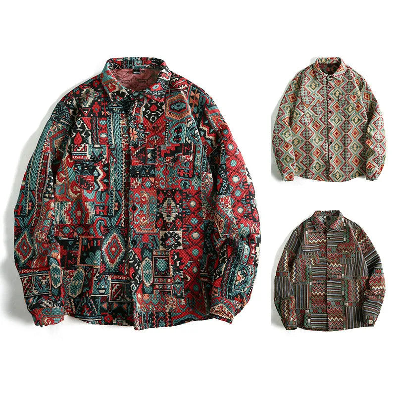 Men's jacquard pattern long sleeve polyester cardigan in slim fit, available in multiple colours and sizes