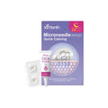 XIMONTH microneedle patch set showing 4 patches and 10ml ampoule bottle with serum