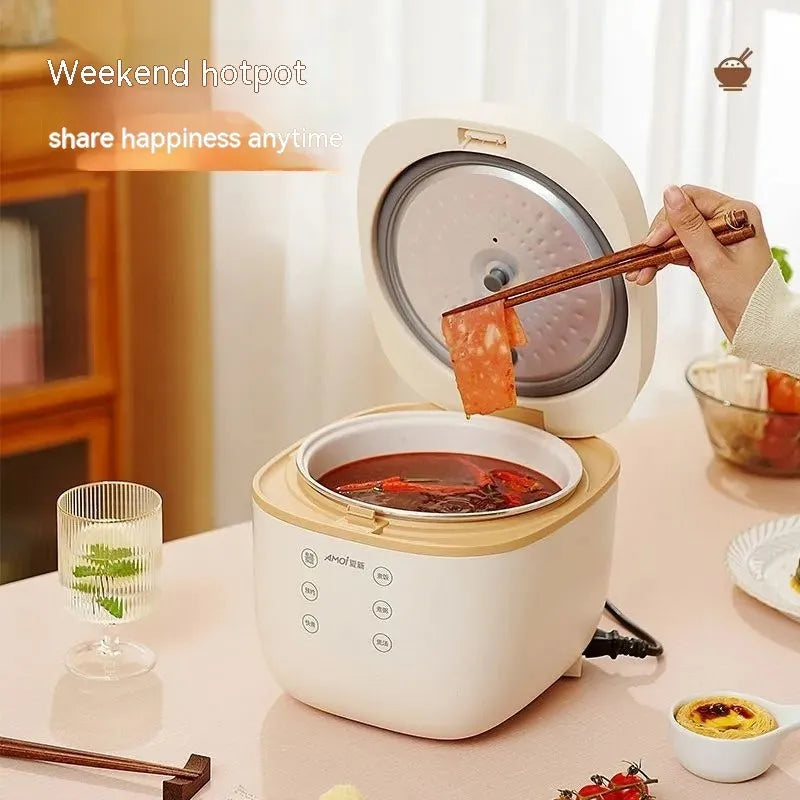 White intelligent multi-function rice cooker with 3L capacity and included accessories