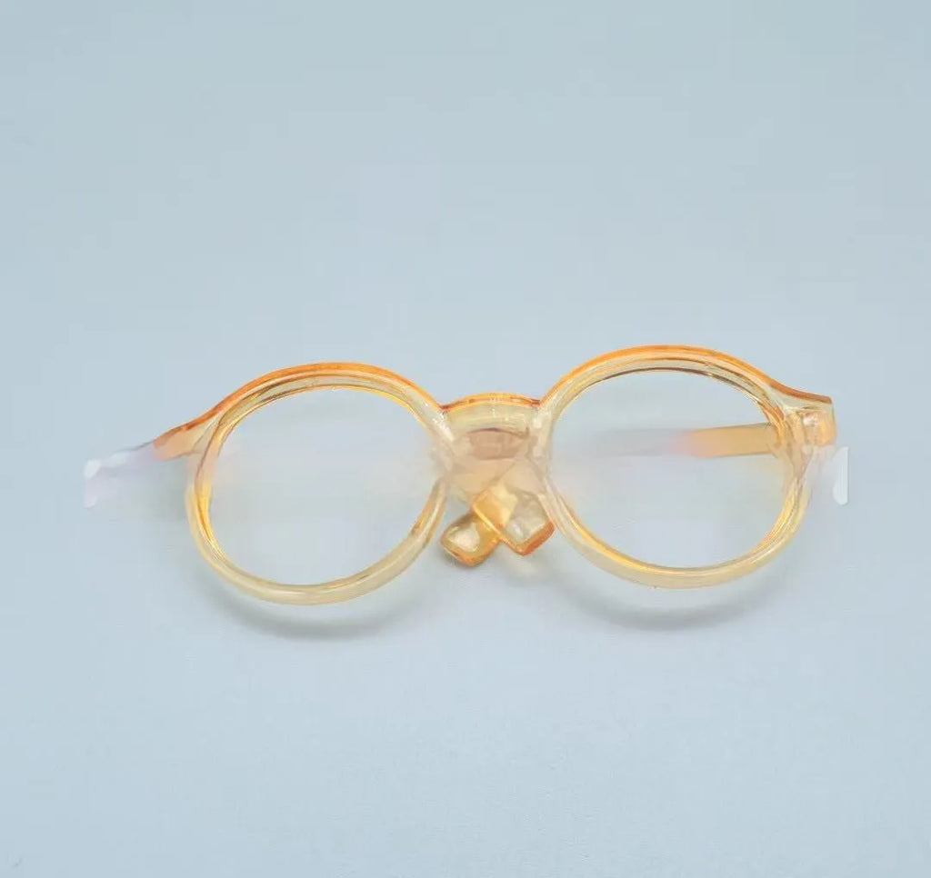 PC decorative mirror glasses for dolls in multiple transparent colours and three heights