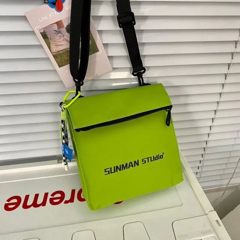 Polyester messenger backpack in street style with sewing line detail and Oxford lining