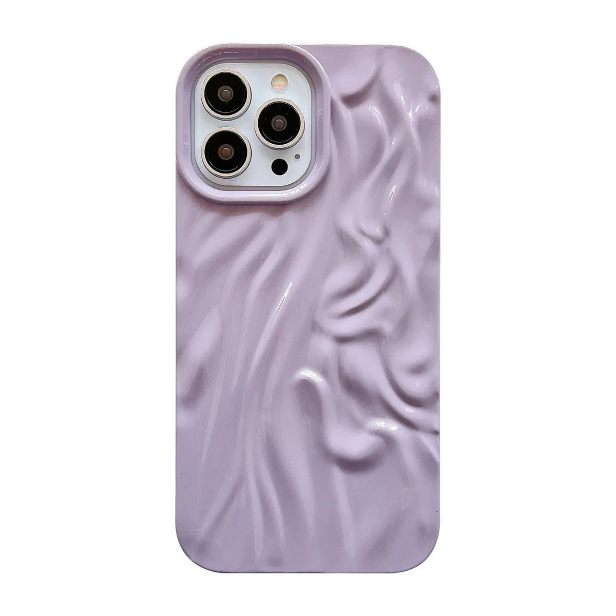 Ins style solid colour water ripple silicone phone case for iPhone models on a plain background.