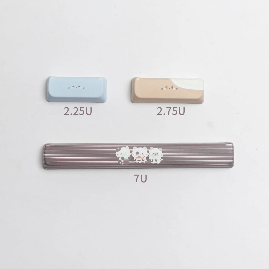 Sea Salt Cat themed PBT keycap set for mechanical keyboards with 26 keycaps and 7u supplement options