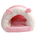 Closed cat nest with tunnel entrance in blue colour with removable washable cover