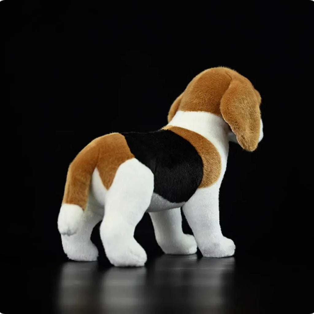 Realistic beagle dog plush doll 29cm soft simulation stuffed animal on white background