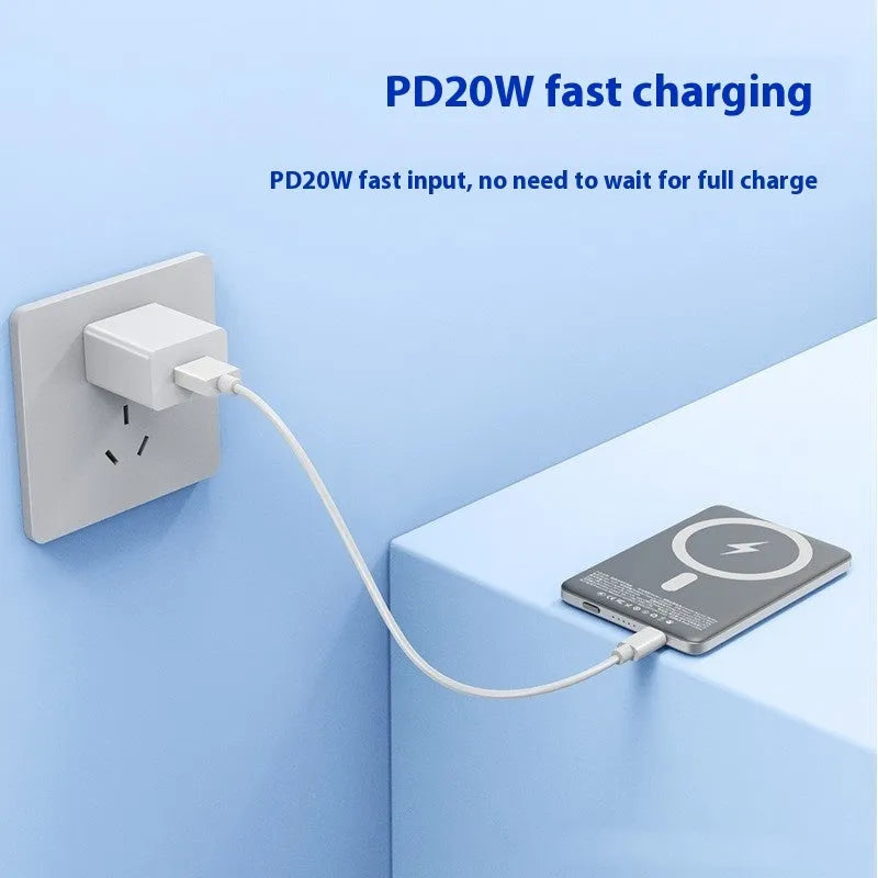 Gun grey magnetic wireless power bank with 10000mAh capacity and ultra-thin 9mm alloy design