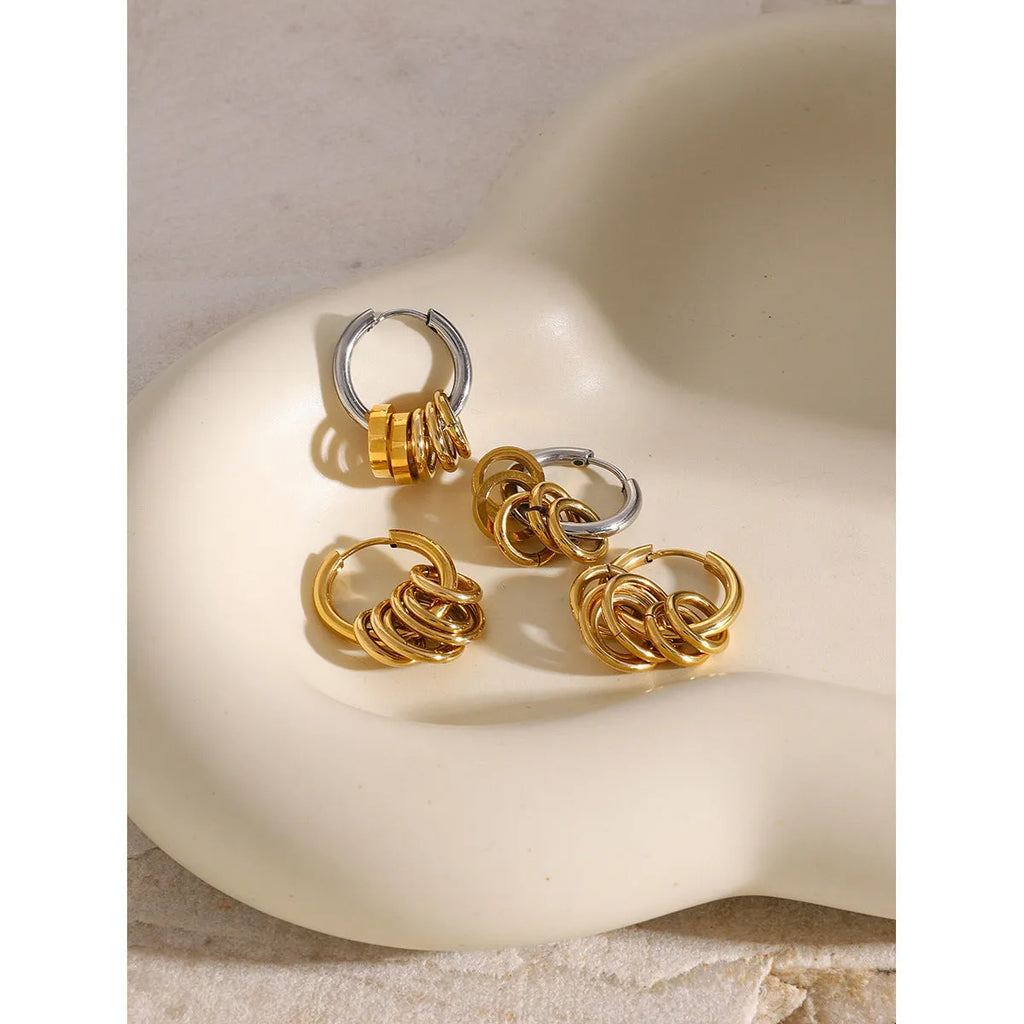 Stainless steel electroplated earrings in JDE2405019 colour matching unisex ins style jewellery
