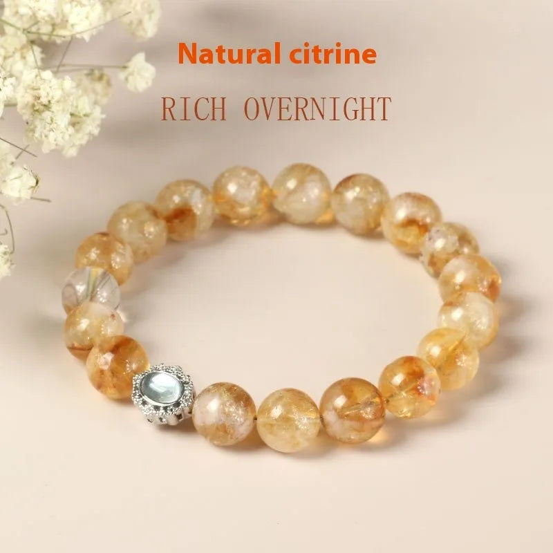 Geometric citrine crystal bracelet with 10mm polished stones and unisex design
