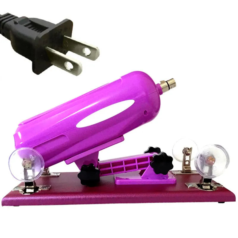 Women's automatic telescopic thrusting sex tool in purple, black, or pink with PVC construction