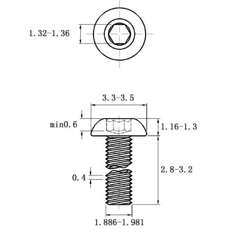 Stainless steel half round head pan head hexagon screw with hexagon drive and whitewash finish