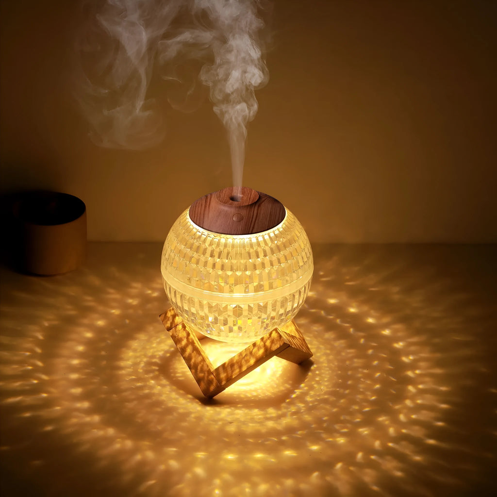 Crystal ball humidifier, round desktop model with USB cable, atmosphere sea light, 116mm size