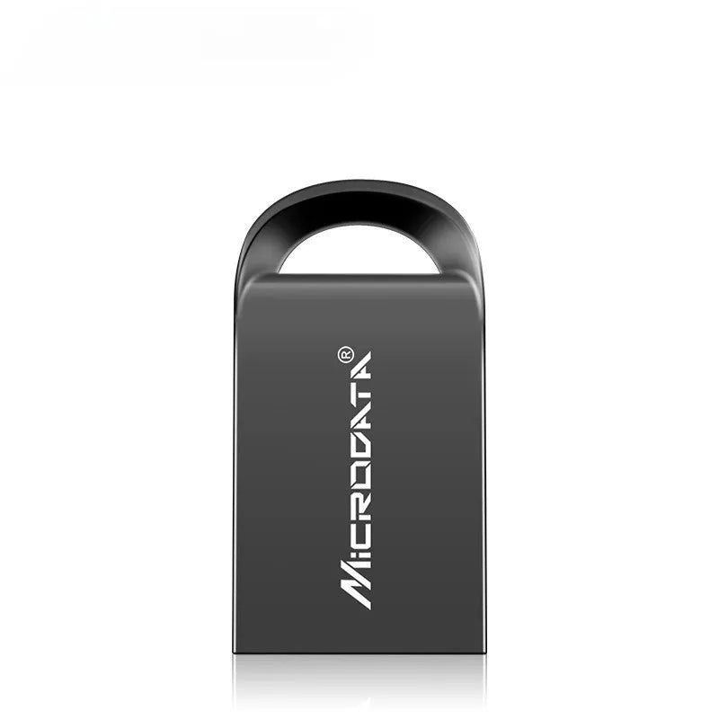 Metal USB storage disc necklace with chain accessory showing compact 10mm square design