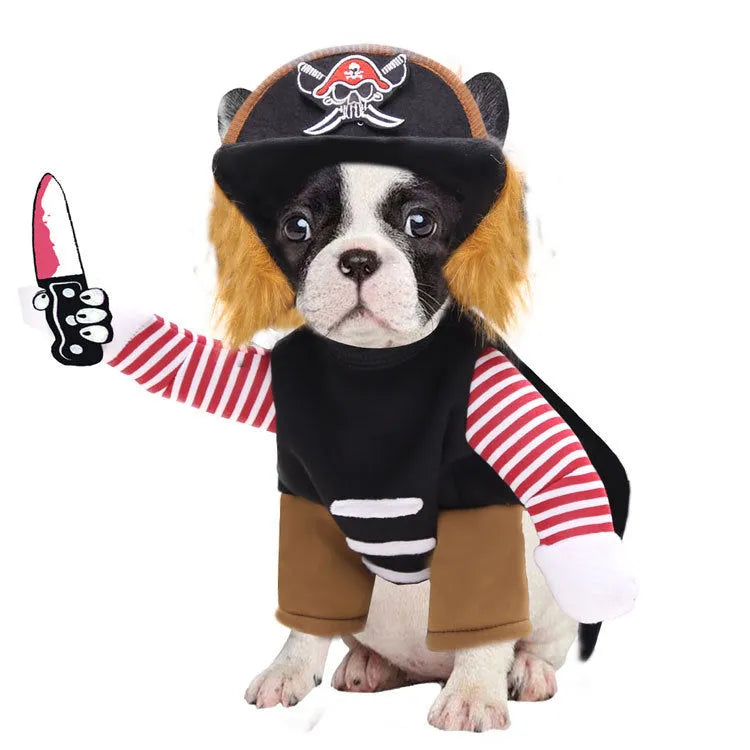 Ourwarm pirate pet costume in colour Pirate with hat and polyester fabric for dogs and cats