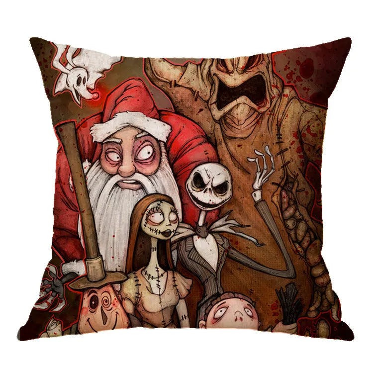 Linen skull Halloween pillow cover 45x45cm in colour option A01 with envelope closure