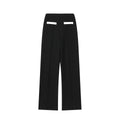 Contrast colour beaded leather round neck top and high-waisted trousers suit set