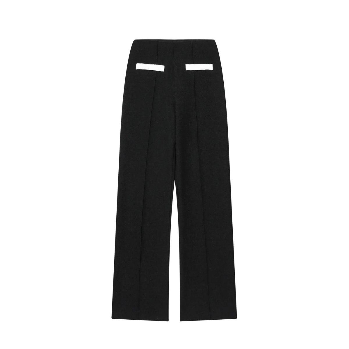 Contrast colour beaded leather round neck top and high-waisted trousers suit set