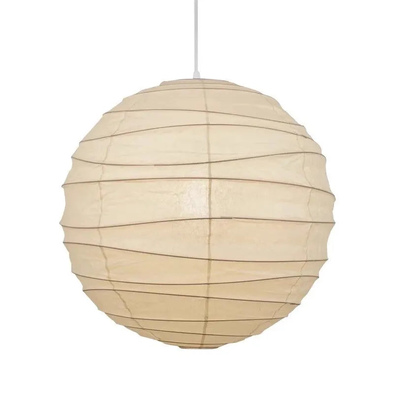 Japanese-style rice paper ball pendant chandelier with dimmable light.