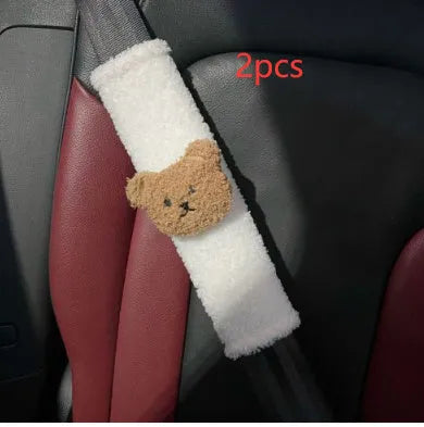 Cartoon bear plush car seat belt protective cover for baby car seats measuring 25cm