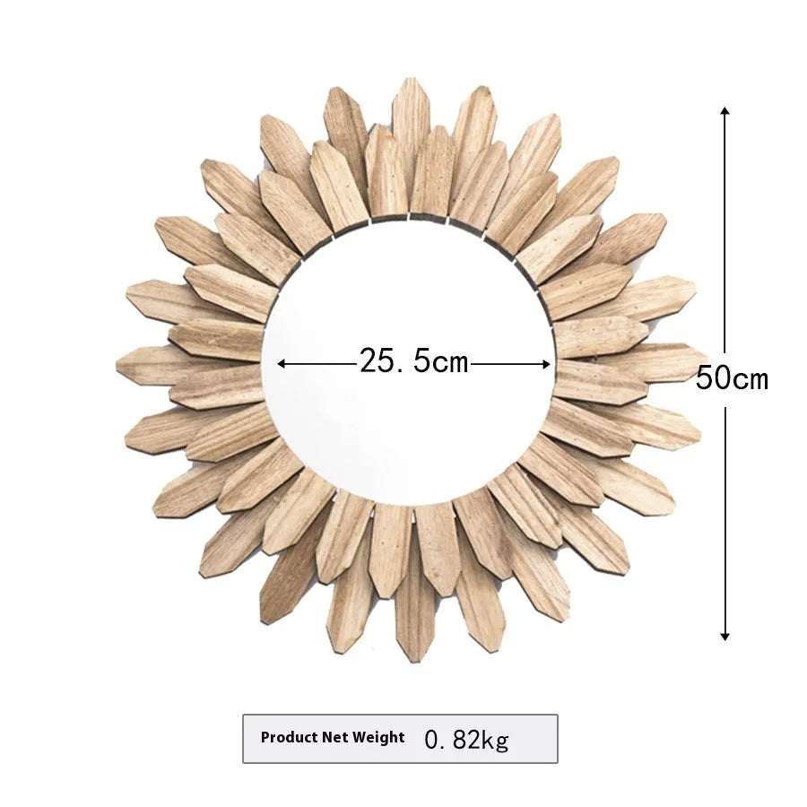 European-style solid wood handmade hanging mirror with baked finish