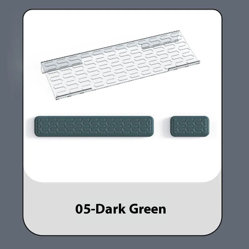 Double-sided memory foam keyboard and mouse pad with wrist support in various colours.