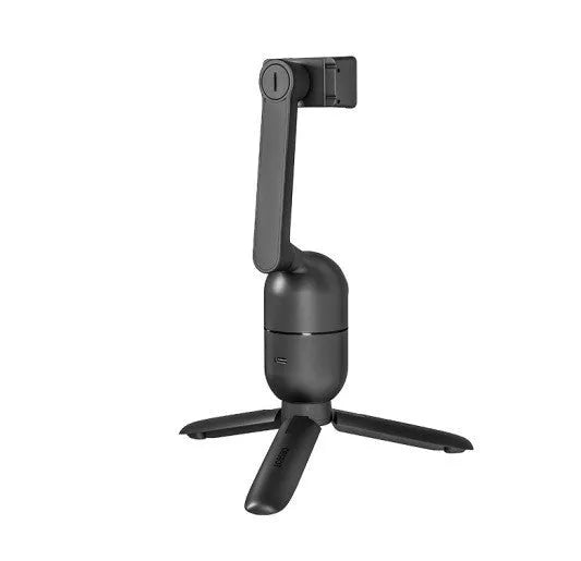 Black mobile phone bracket with face-following capability and pan-tilt tripod for live streaming