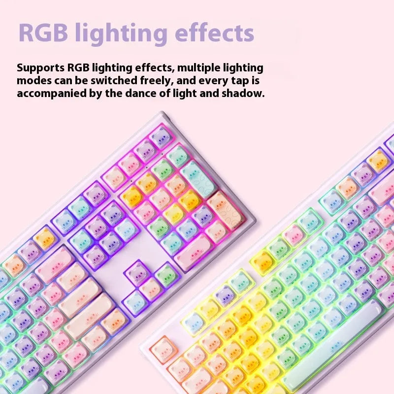 MG108B coloured Sugar Cat theme Bluetooth mechanical keyboard with Piano switches.