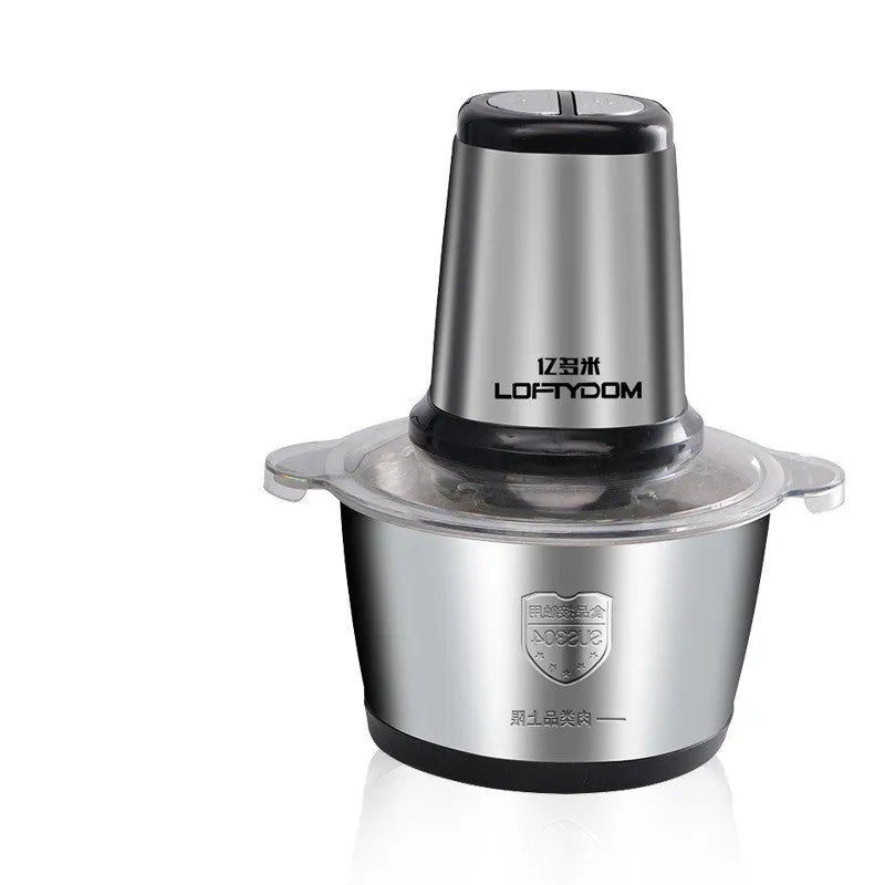 Stainless steel fully automatic electric meat grinder with 2-litre capacity and EU plug