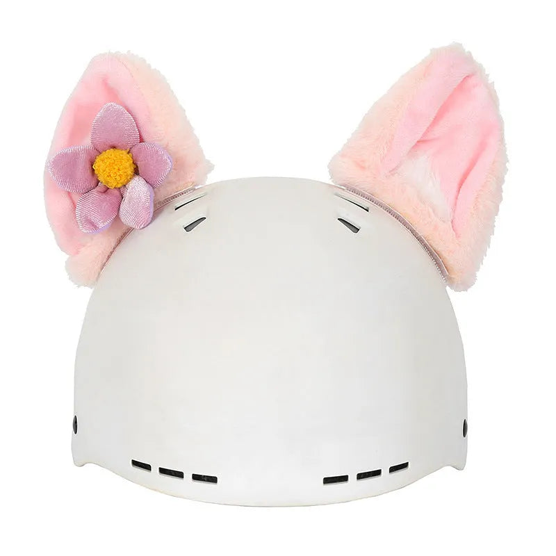 Plush fabric cartoon helmet hat decoration for ski helmets in multiple style variations