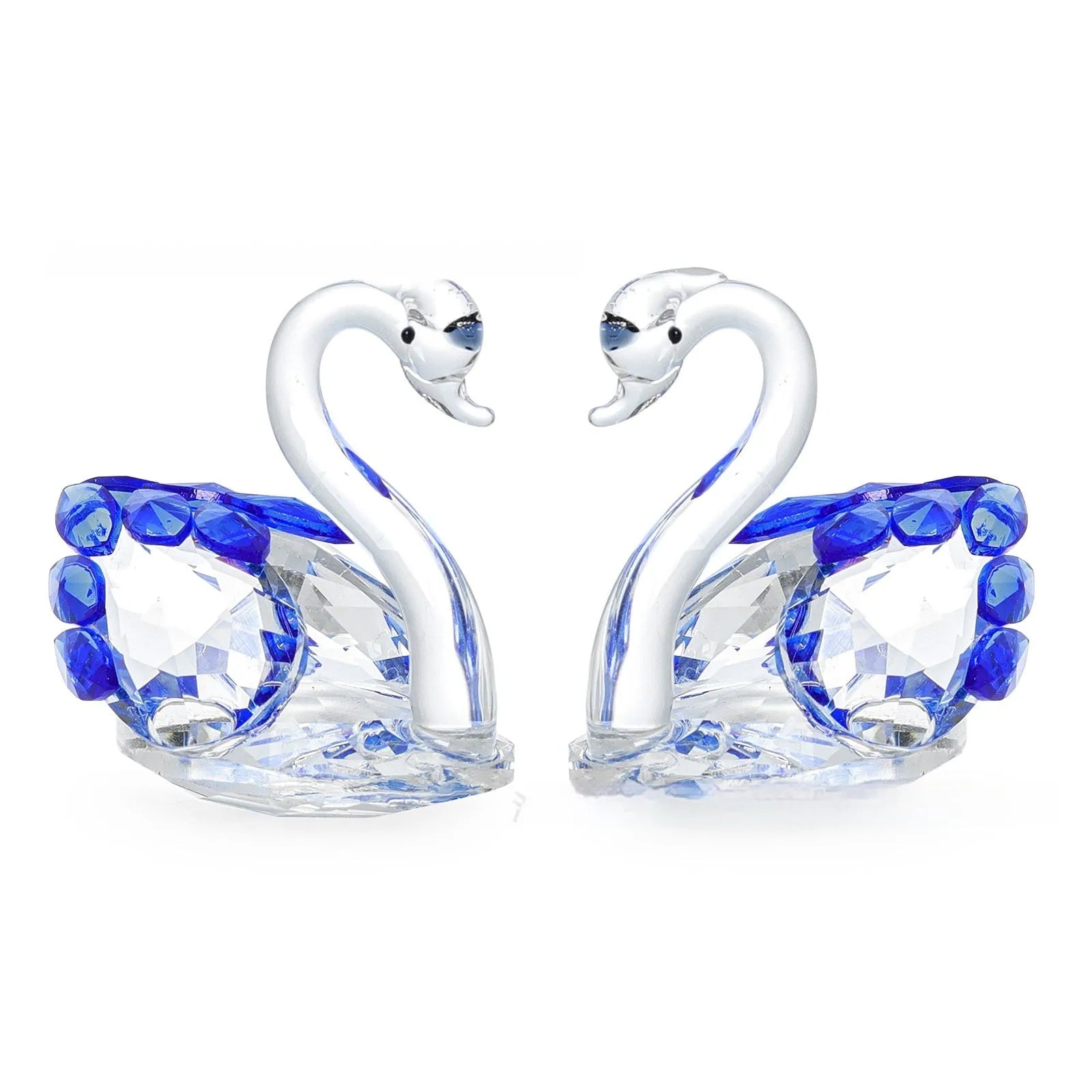 Crystal swan desktop decoration in red, blue, pink, or purple colours