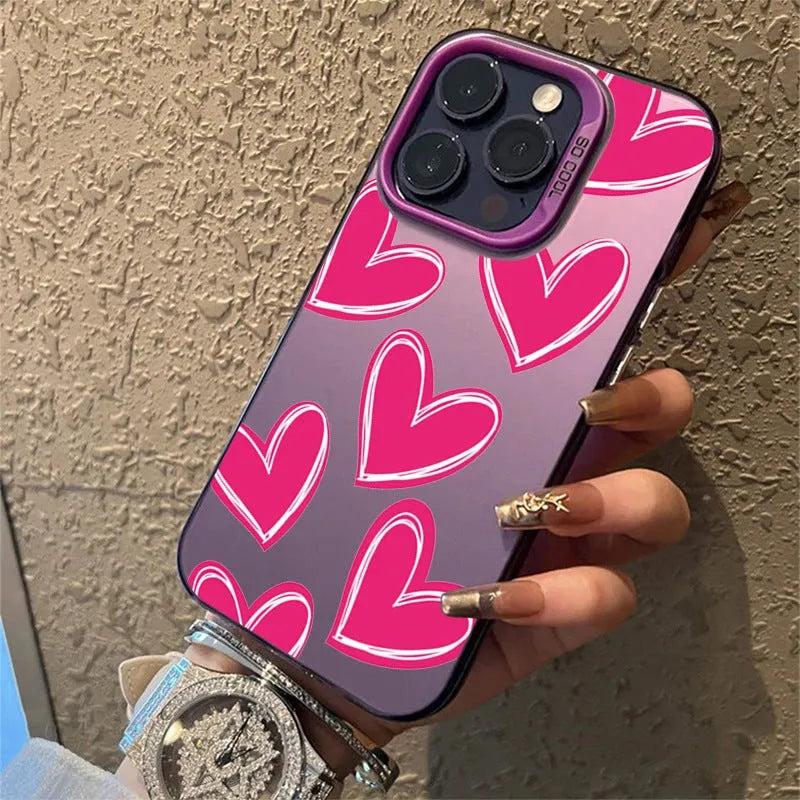 Heart mobile phone shell PC laser love pattern gray case for Apple iPhone models
