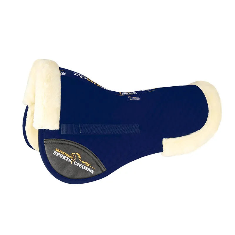 Riding saddle pad with wool construction for shock absorption and waist protection in equestrian sports