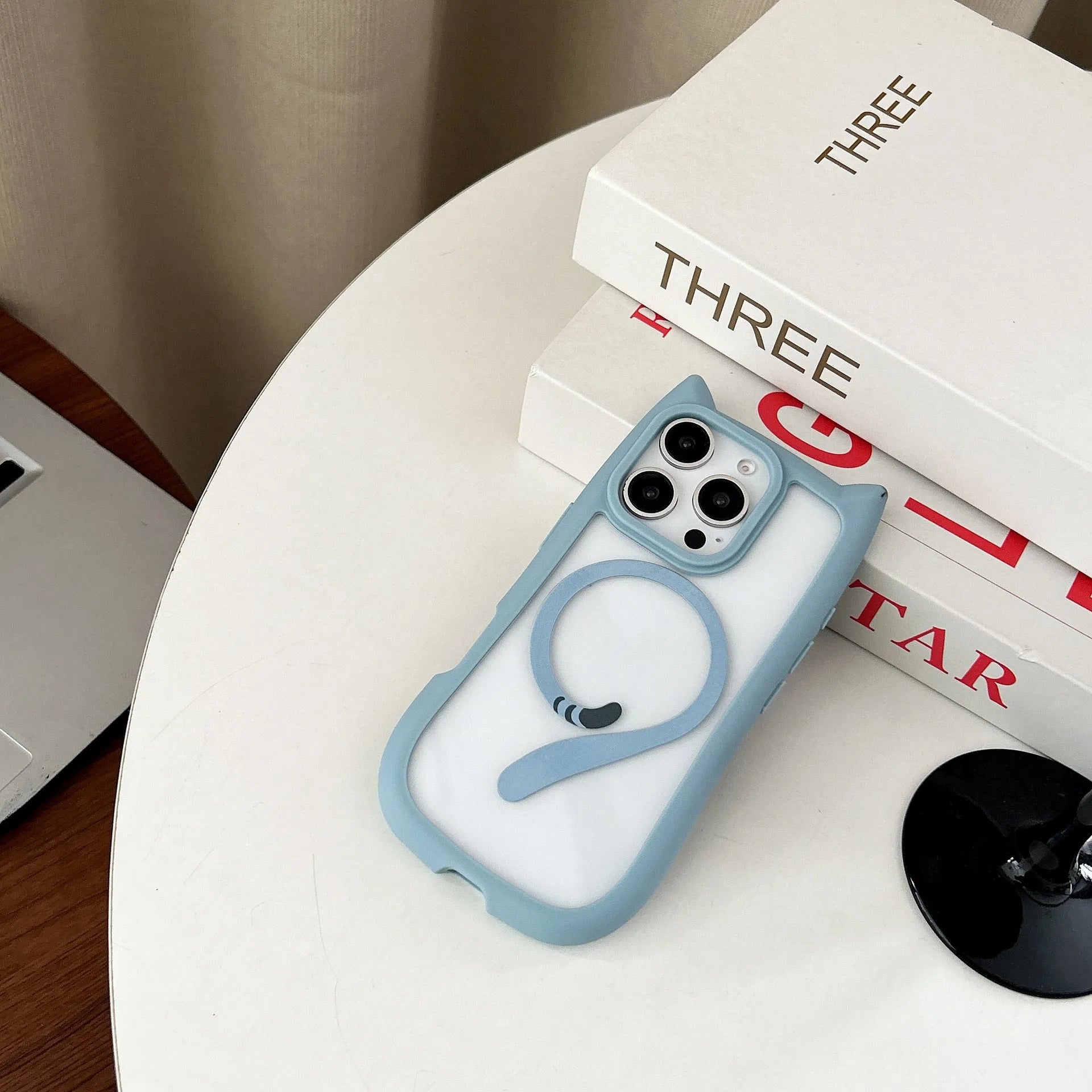 Transparent acrylic TPU phone case for iPhone 17 with magnetic suction feature in black colour