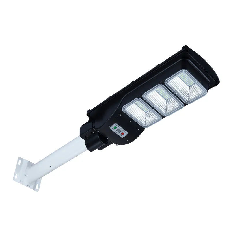 Integrated solar street light with solar panel, 60W LED lighting, and remote control for outdoor use