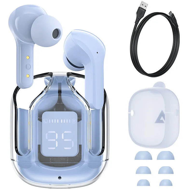 Mini wireless Bluetooth headset with LED digital display in multiple colour options