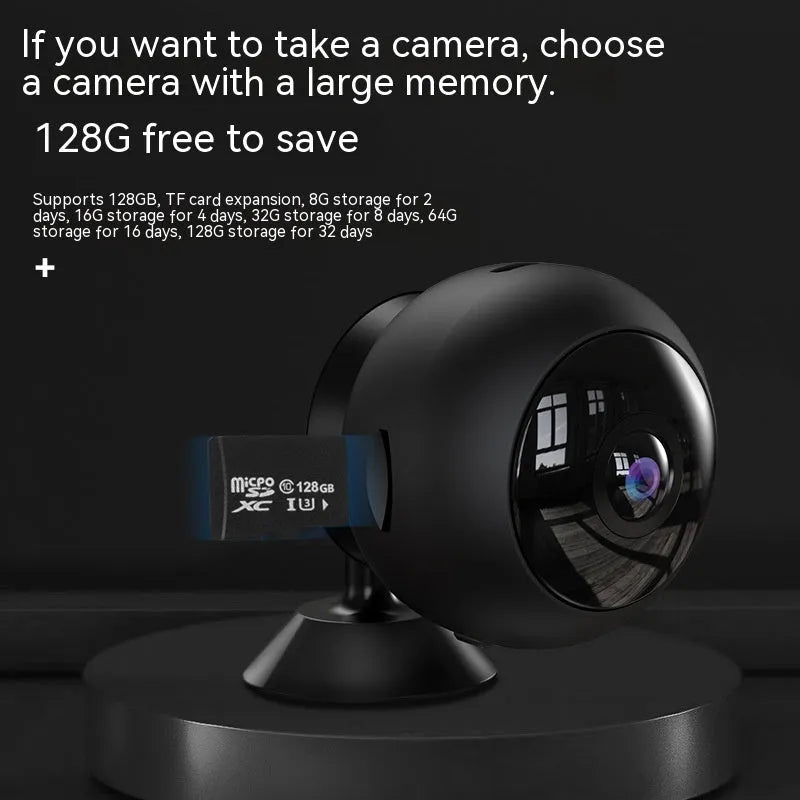 1080p wireless wifi surveillance camera with ABS plastic housing and wide-angle lens