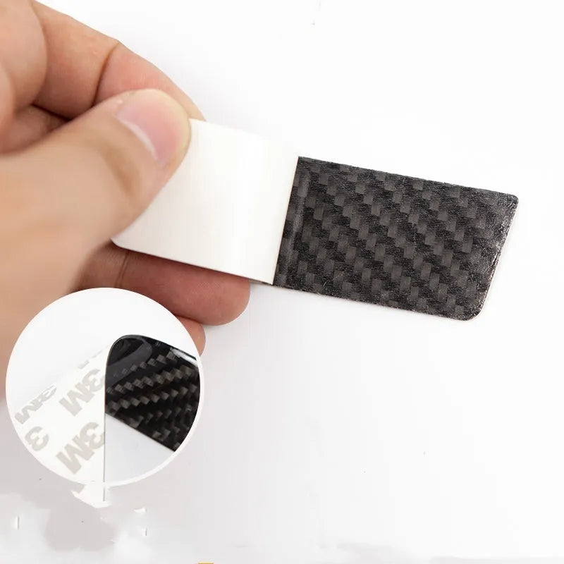 Tesla Model S carbon fibre door handle protection patches in 4-piece adhesive set
