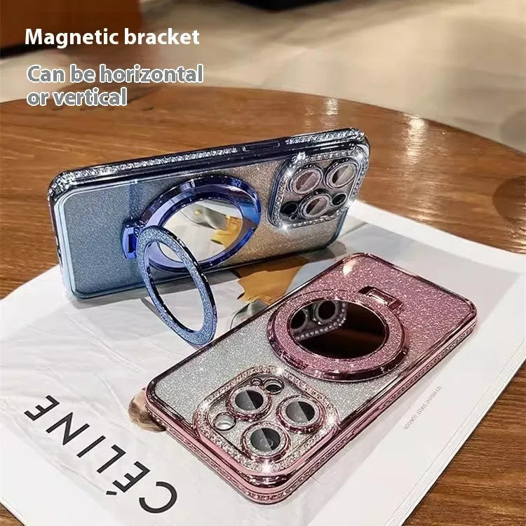 Glitter gradient iPhone case with integrated stand bracket in multiple colour options