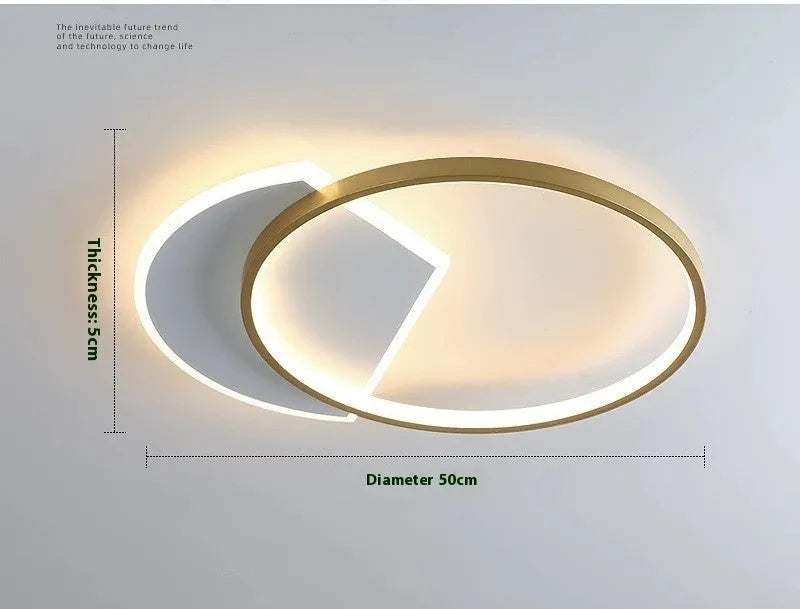 Nordic minimalist ceiling lamp in black and gold colours with 40cm and 50cm diameter options