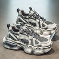 Men's mesh casual height increasing sneakers with colour brush detail in black, gray, and white