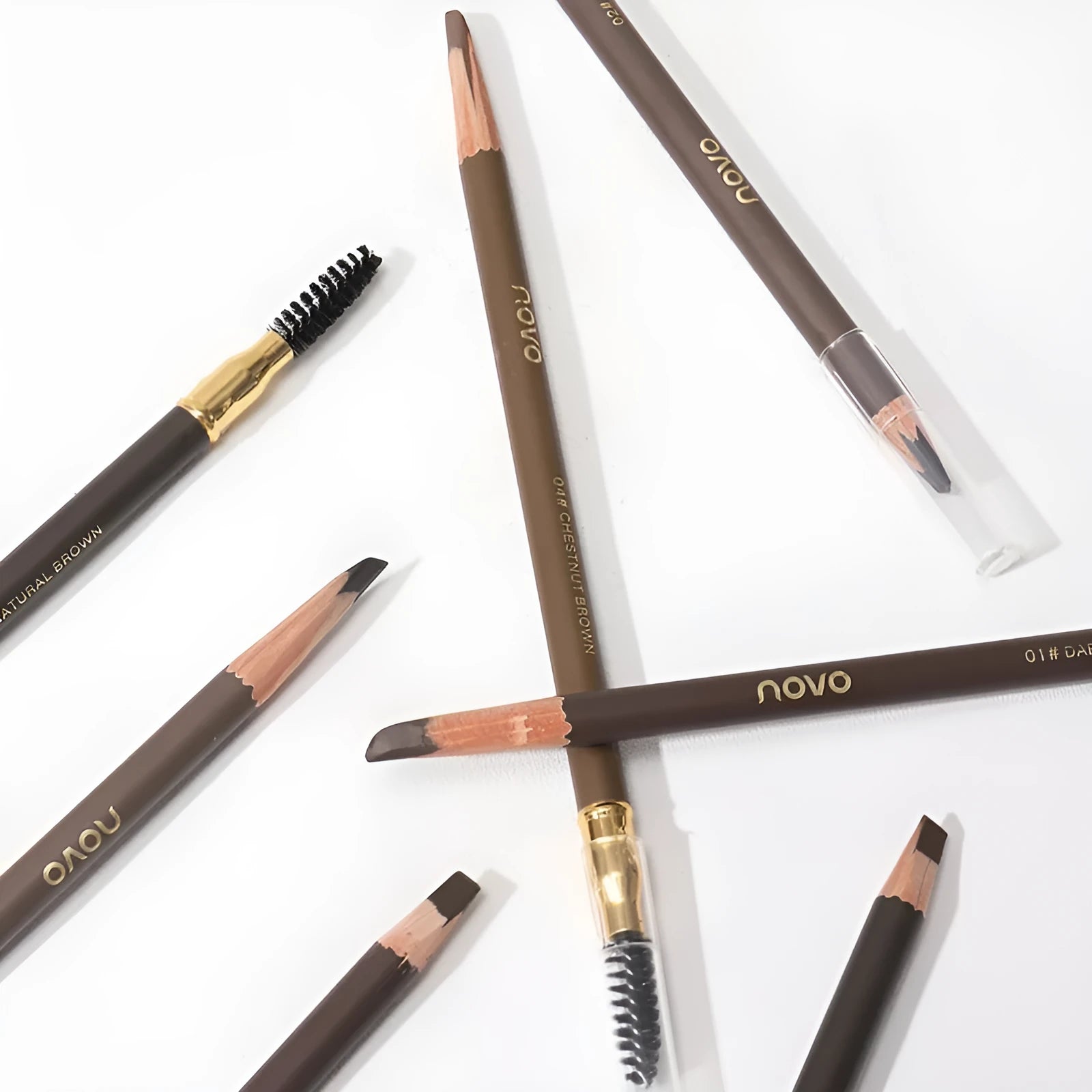 Natural Shaping Machete Smudge-proof Double-ended Eyebrow Pencil in four shades with spoolie brush