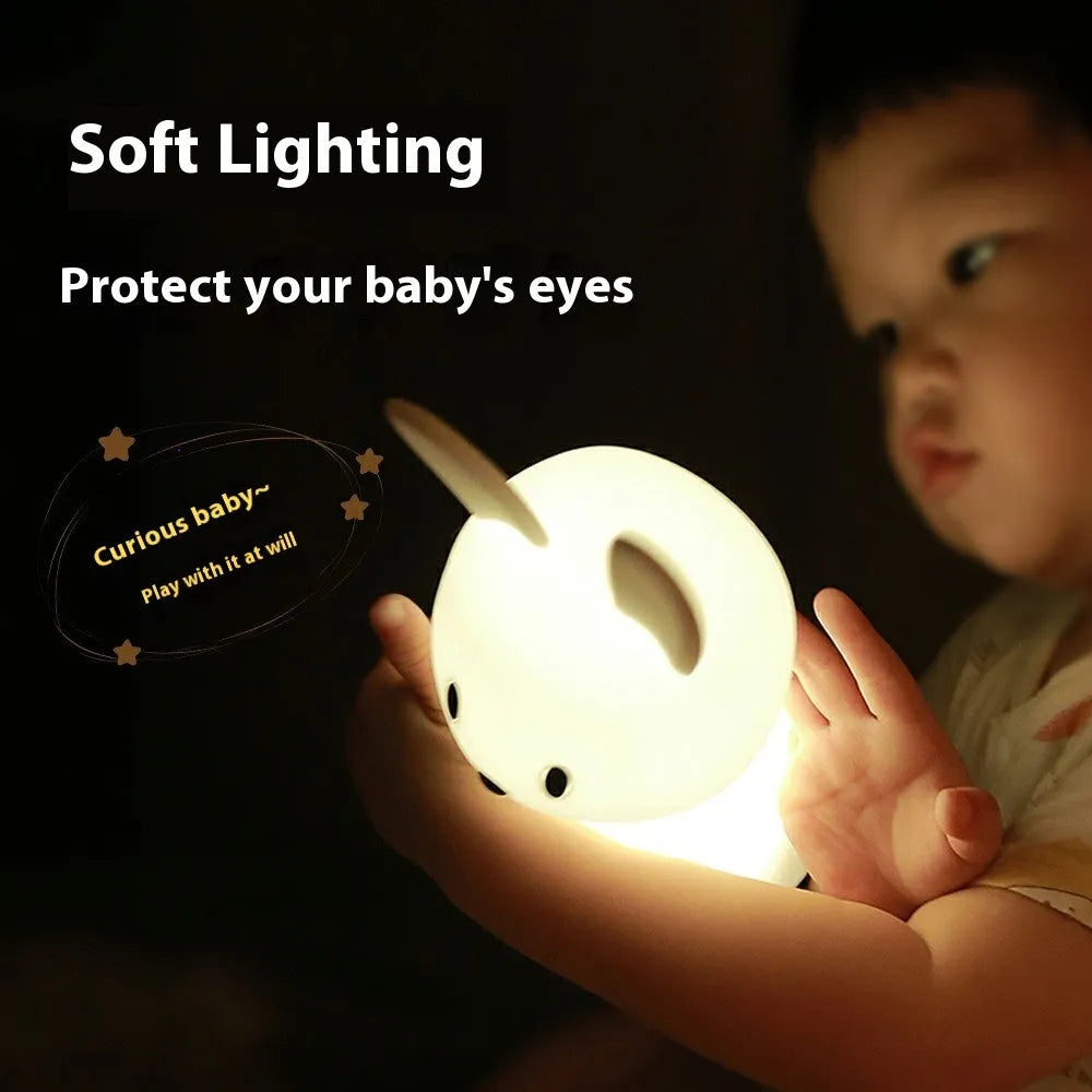 Small night lamp with cartoon animal shape, colour-changing LED, USB charging, 94x92x202mm