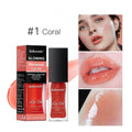 Lip gloss tube in one of seven colours: coral, clear, honey, jam, pink, red, or rose.