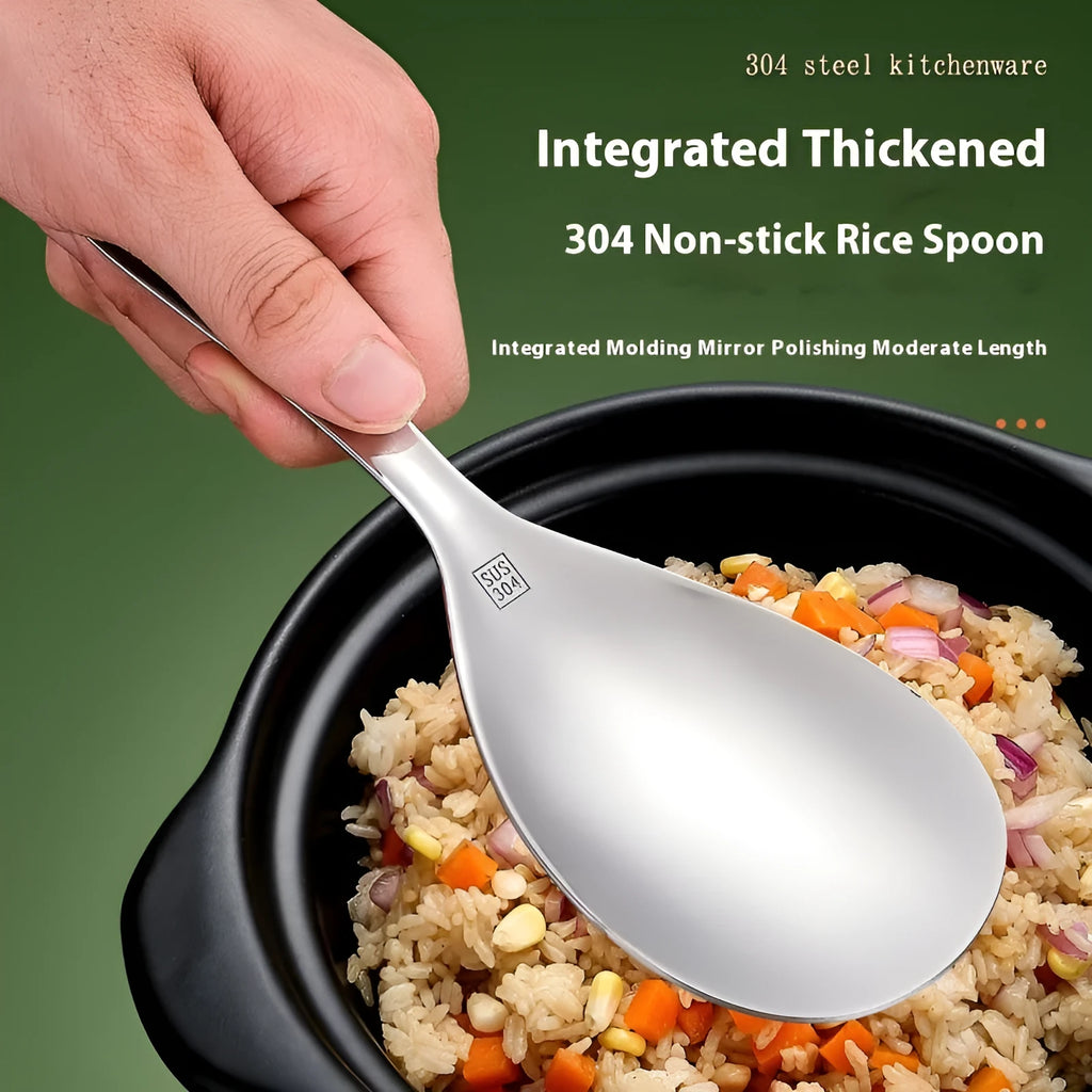 304 stainless steel meal spoon with thick handle and simple solid colour finish