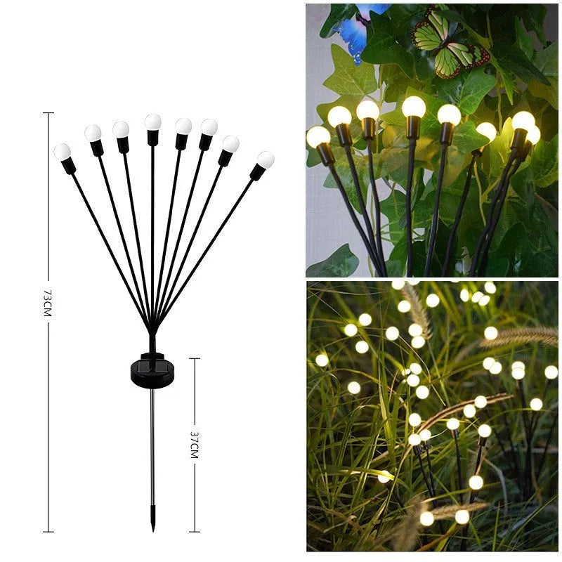 Solar-powered LED garden light with ground spike for soil installation in warm white or coloured lighting options