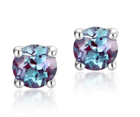 925 silver geometric round ear studs with Cultivate Alexander Stone for women
