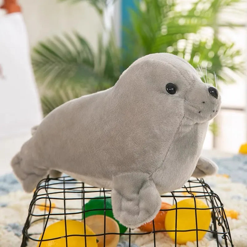 Polar Ocean Underwater World seal plush toy 25cm tall white pink gray soft stuffed animal