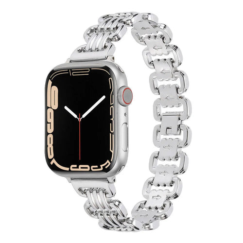 Alloy metal Apple Watch replacement band with adjustable stainless steel clasp in multiple colour options