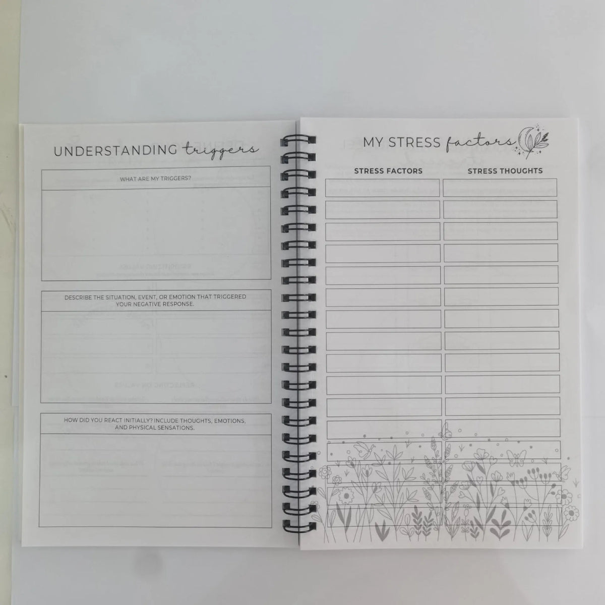 Pink brain mental health planning notepad with coil binding and 80g paper pages