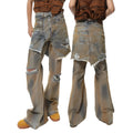 Loose fit bootcut jeans with straight leg and high waist in picture colour